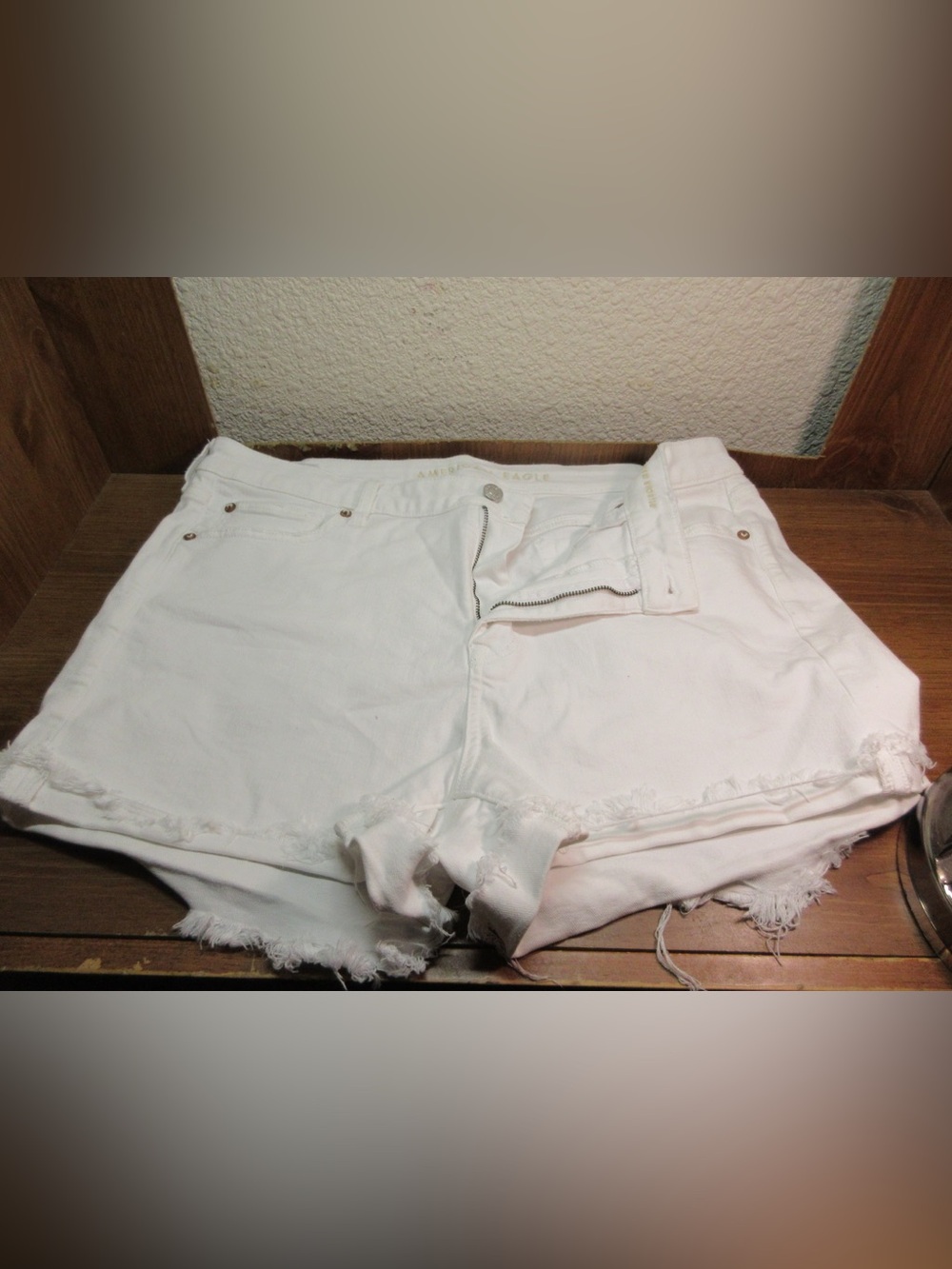 American Eagle Outfitters White Frayed Jean Shorts